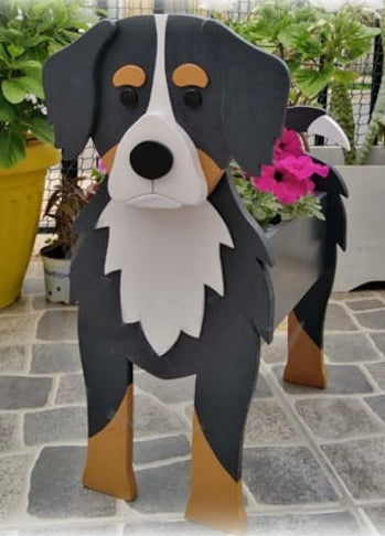 Bernese Mountain Dog Planter - Wooden Animal Plant Box - DIY Kit - Realistic Dog Garden Plant Holder