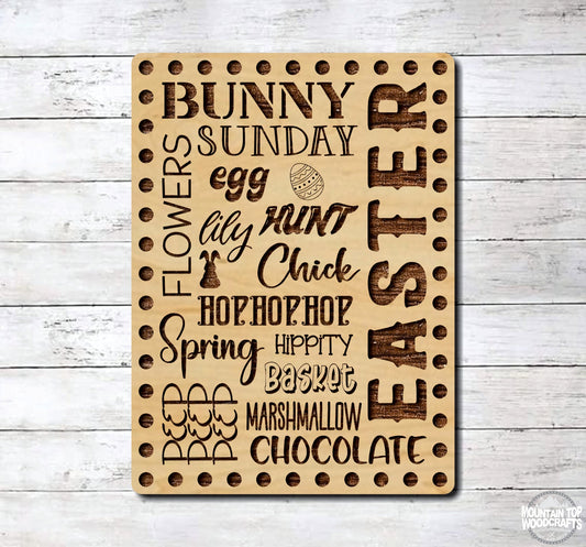Easter Sentiments Words Wall Art ~ Farmhouse Decor ~ Wood Laser Engraved Sign