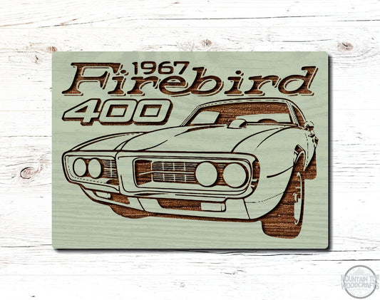 1966 Pontiac Firebird 400 Wooden Sign Plaque Laser Engraved Vehicle Wall Art