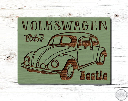 1967 Volkswagen Beetle VW Bug Wooden Sign Plaque Laser Engraved Vehicle Wall Art