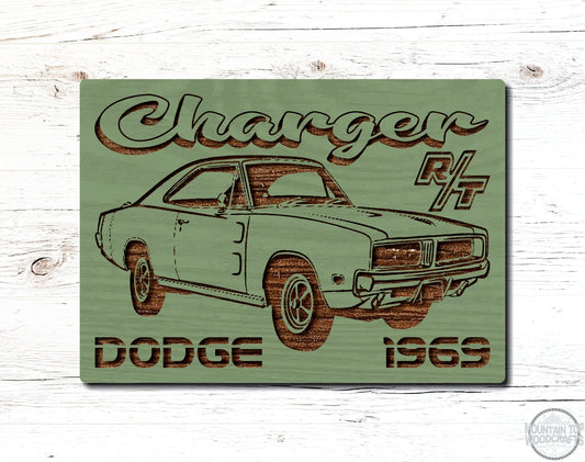 1969 Dodge Charger R/T Wooden Sign Plaque Laser Engraved Vehicle Wall Art