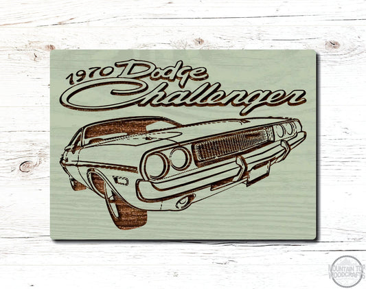 1970 Dodge Challenger Wooden Sign Plaque Laser Engraved Vehicle Wall Art