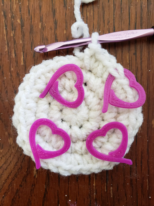 Heart Yarn Stitch Markers - Set of 25 - 3D Printed Plastic Resin - Crochet Knit Gift