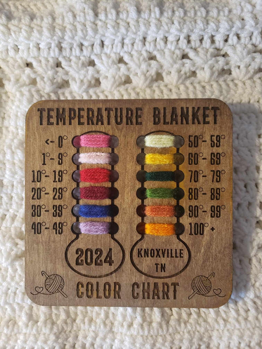 Temperature Blanket Wood Color Chart for Handmade Crochet Knit Blankets, Temperature Blanket Button Color Chart Temperature Ranges