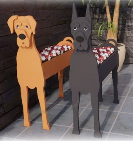 Great Dane Dog Planter - Wooden Plant Box - DIY Kit - Realistic Dog Garden Plant Holder