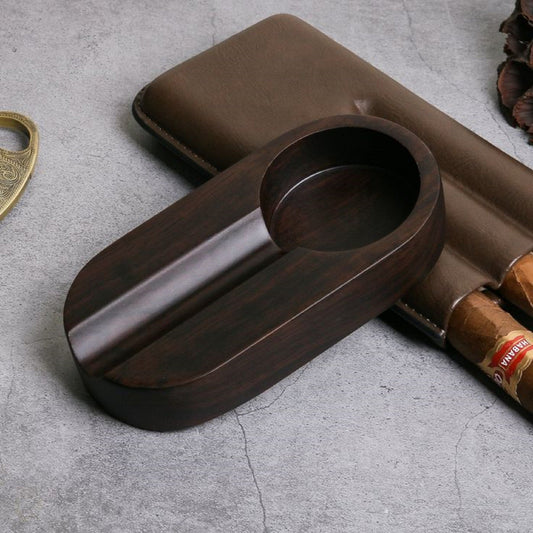 Round Ashtray - Cigar Ashtrays - Large Luxury Ashtray For Outdoors - Rustic Wooden Ashtray