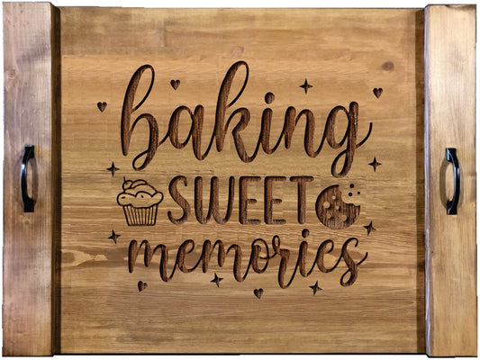 Baking Sweet Memories Wood Engraved Noodle Board - Stove Cover - Sink Cover - With Handles - Gas or Electric Stove
