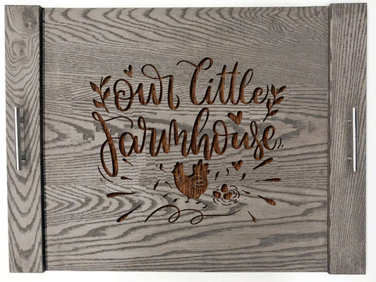 Our Little Farmhouse Chicken Wood Engraved Noodle Board - Stove Cover - Sink Cover - With Handles - Gas or Electric Stove
