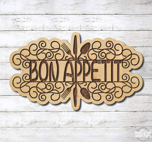 Bon Appetit ~ Kitchen Cook Chef Great Smoky Mountains Street Sign ~ Laser Engraved Sign Wood Wall Art