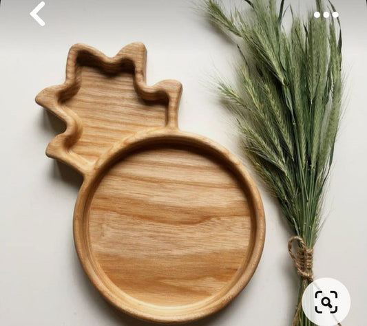Pineapple Wood Serving Tray - 2 Compartment - Charcuterie Board - Cheese Board - Chip & Dip - Divided Bowl - Serving Tray Platter