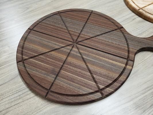 Pizza Cut Wood Plate - 4 Sizes - Divided Wooden Board - Serving Tray Platter