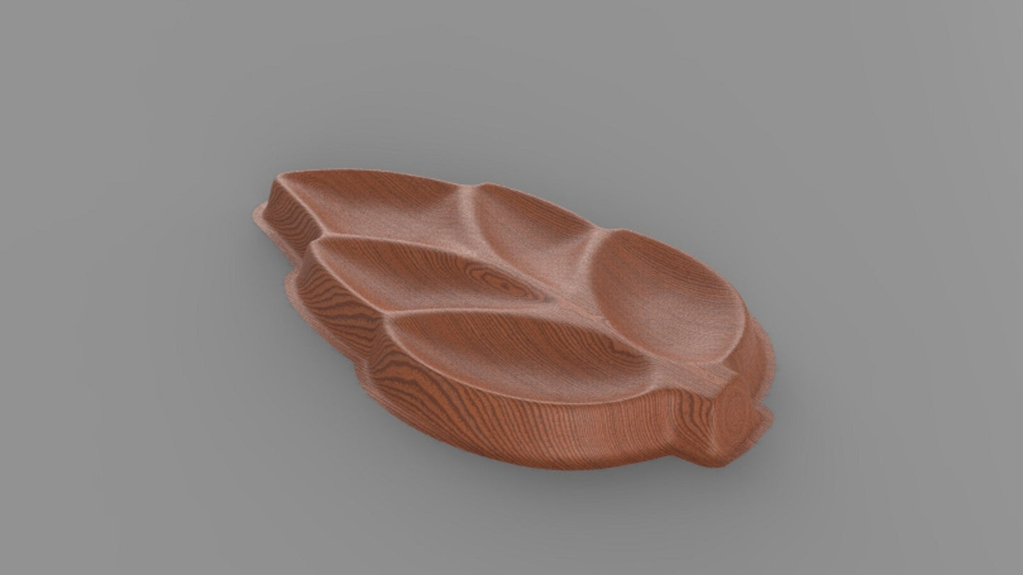 Autumn Leaf Wood Serving Tray - Cheese Board - Chip & Dip - Divided Bowl - Charcuterie Tray Platter