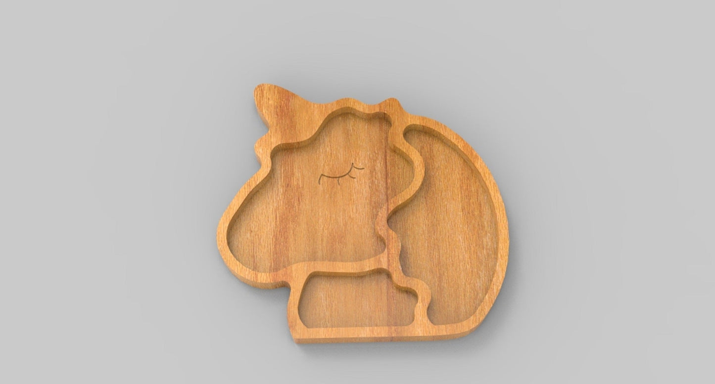 Unicorn Wood Kid Plate - Dinner Plate - Wooden Serving Dish