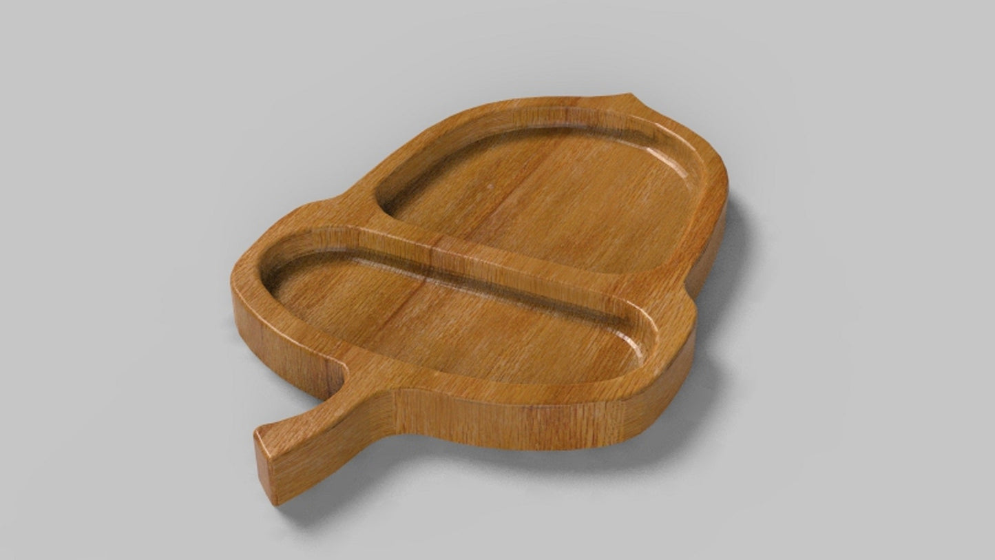 Acorn Autumn Fall Wood Serving Tray 14" - Cheese Board - Chip & Dip - Divided Bowl - Charcuterie Platter