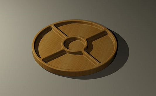 Round Wooden Serving Tray - Veggie Cookie Tray - Cheese Board - Chip & Dip - Divided Bowl - Wooden Platter