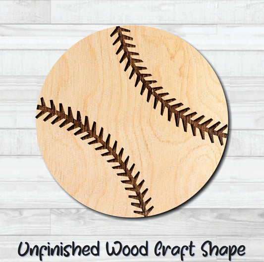 Baseball Unfinished Wood Shape Blank Laser Engraved Cut Out Woodcraft DIY Craft Supply