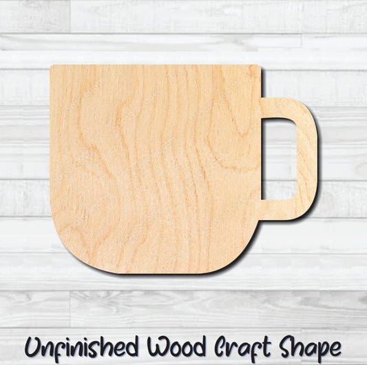 Coffee Tea Cup Mug 1 Unfinished Wood Shape Blank Laser Engraved Cut Out Woodcraft DIY Craft Supply