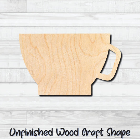 Coffee Tea Cup Mug 10 Unfinished Wood Shape Blank Laser Engraved Cut Out Woodcraft DIY Craft Supply
