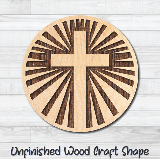 Cross Coaster Christian Religion Unfinished Wood Shape Blank Laser Engraved Cutout Woodcraft DIY Craft Supply