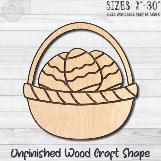 Easter Basket Unfinished Wood Shape Blank Laser Engraved Cutout Woodcraft DIY Craft Supply