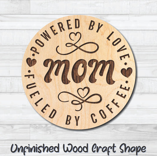Mom Coaster Unfinished Wood Shape Blank Laser Engraved Cutout Woodcraft DIY Craft Supply