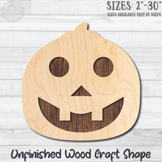 Jack O'Lantern 3 Halloween Unfinished Wood Shape Blank Laser Engraved Cutout Woodcraft DIY Craft Supply