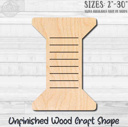 Thread Spool 2 Sewing Unfinished Wood Shape Blank Laser Engraved Cut Out Woodcraft DIY Craft Supply