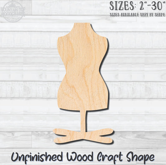Dressmaker Form Sewing Unfinished Wood Shape Blank Laser Engraved Cutout Woodcraft DIY Craft Supply