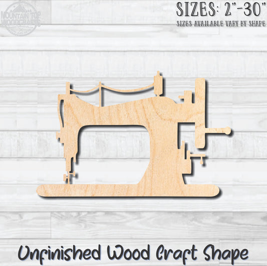 Sewing Machine Hand Crank 2 Unfinished Wood Shape Blank Laser Engraved Cut Out Woodcraft DIY Craft Supply