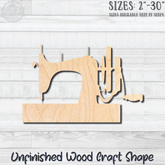 Sewing Machine Hand Crank 3 Unfinished Wood Shape Blank Laser Engraved Cut Out Woodcraft DIY Craft Supply