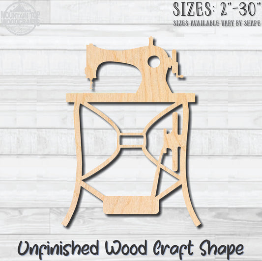 Treadle Sewing Machine Unfinished Wood Shape Blank Laser Engraved Cut Out Woodcraft DIY Craft Supply