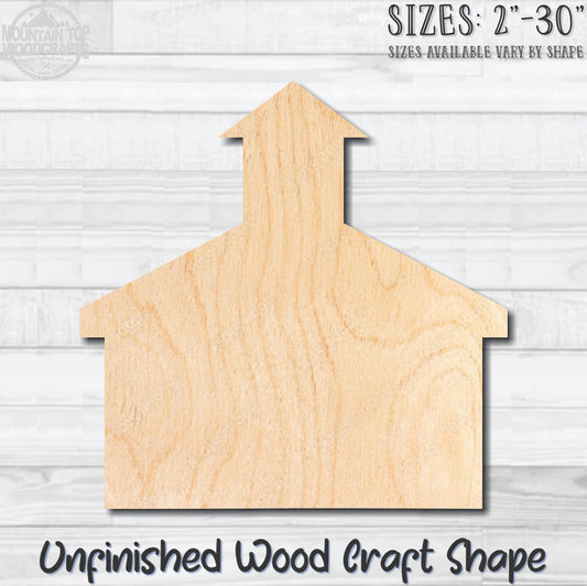 Old School House Unfinished Wood Shape Blank Laser Engraved Cut Out Woodcraft DIY Craft Supply