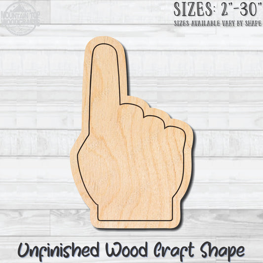 #1 Fingers Sign Language Unfinished Wood Shape Blank Laser Engraved Cut Out Woodcraft DIY Craft Supply